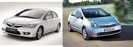 Honda Civic hybride 2006 ou Toyota Prius 2 2004.jpg Honda Civic hybride 2006 ou Toyota Prius 2 2004.jpg